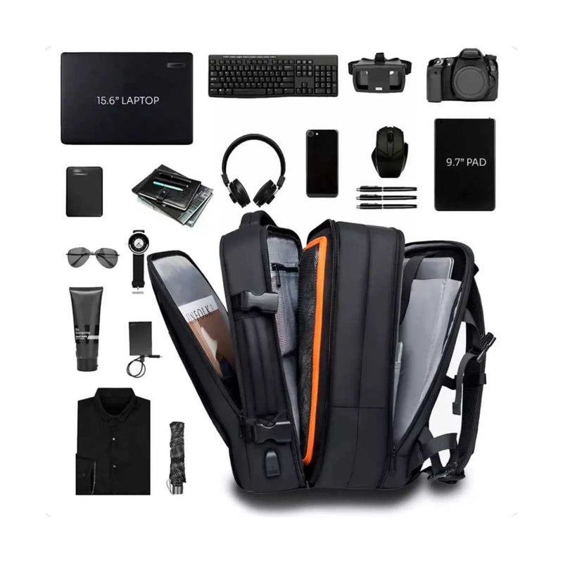 Mochila Mala Bolsa Expansiva Notebook USB para Viagem Escola Academia Trabalho Esporte