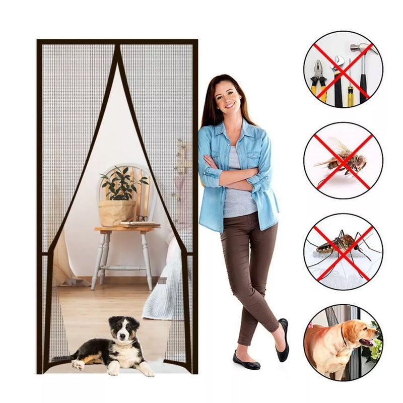 CORTINA MAGNÉTICA TELA MOSQUITEIRA FECHAMENTO AUTOMÁTICO PERNILONGO MOSCA 100X210CM