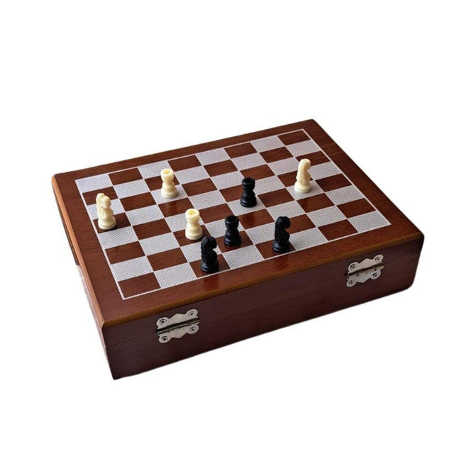 JOGO TABULEIRO DE XADREZ LUXO CAIXA DE MADEIRA POKER E DADOS