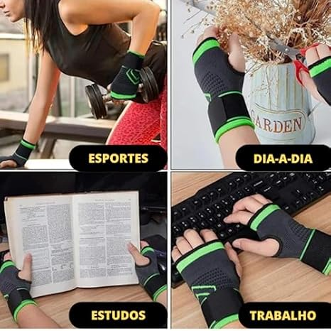 Kit 2 Munhequeira De Punho Elástica Ajustável Tendinite Órtese Alta Compressão