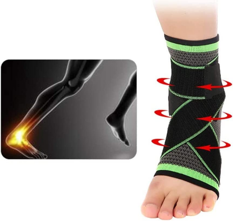 Kit Par Tornozeleira Ortopédica Ajustável com Suporte Elástico Cinta de Compressão