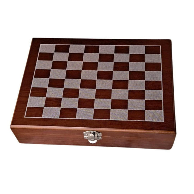JOGO TABULEIRO DE XADREZ LUXO CAIXA DE MADEIRA POKER E DADOS