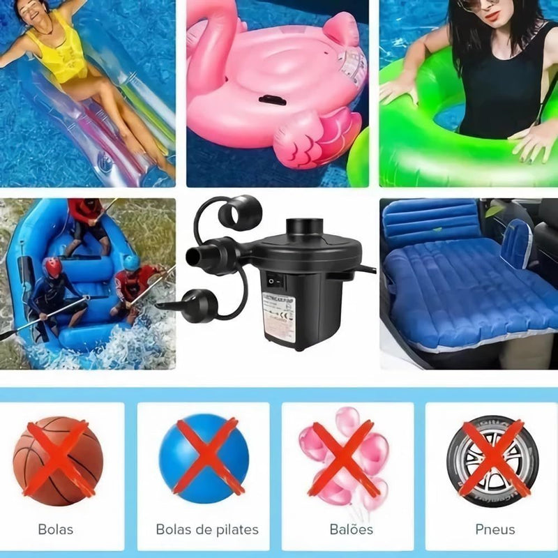 Bomba De Ar Elétrica Encher Colchão Boia Piscina Bomba Pneumática 12V Bicos Bivolt