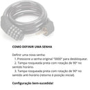Cadeado Para Bicicleta Bike Moto com Senha Combinação de Dígitos 8mm Aço Reforçado 65cm de Comprimento