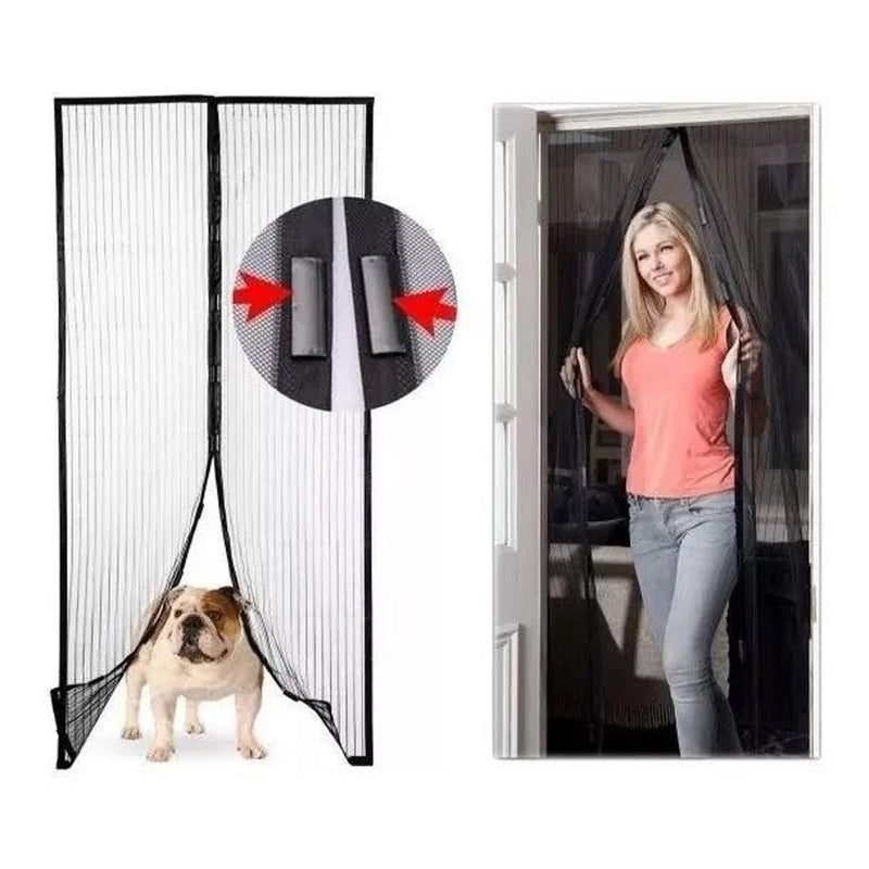 CORTINA MAGNÉTICA TELA MOSQUITEIRA FECHAMENTO AUTOMÁTICO PERNILONGO MOSCA 100X210CM