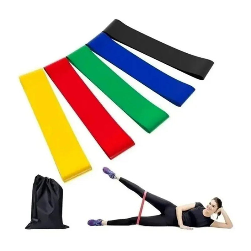 Kit Elástico Extensor Para Exercicio E Conjunto 5 Faixa Elastica Thera Band Treino Em Casa Ginastica Fisioterapia Yoga