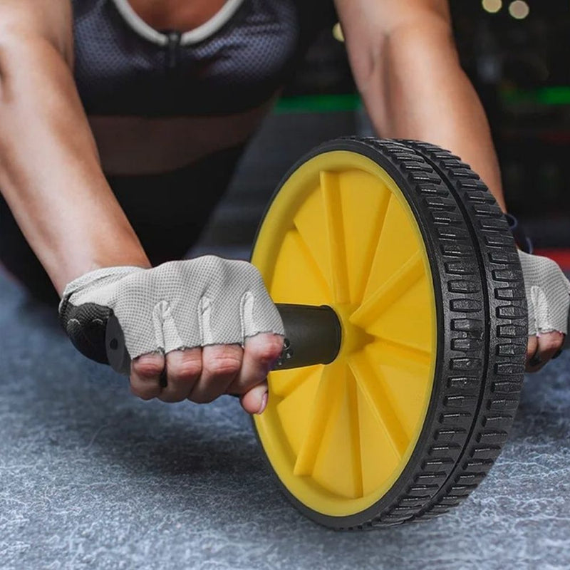 Kit Fitness Portátil - Roda Dupla Abdominal + Elásticos Multi‑Tarefas Resistente para Exercícios Academia Treino em casa