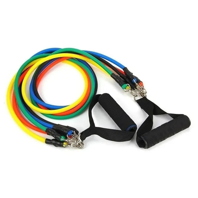 Kit Fitness Portátil - Roda Dupla Abdominal + Elásticos Multi‑Tarefas Resistente para Exercícios Academia Treino em casa