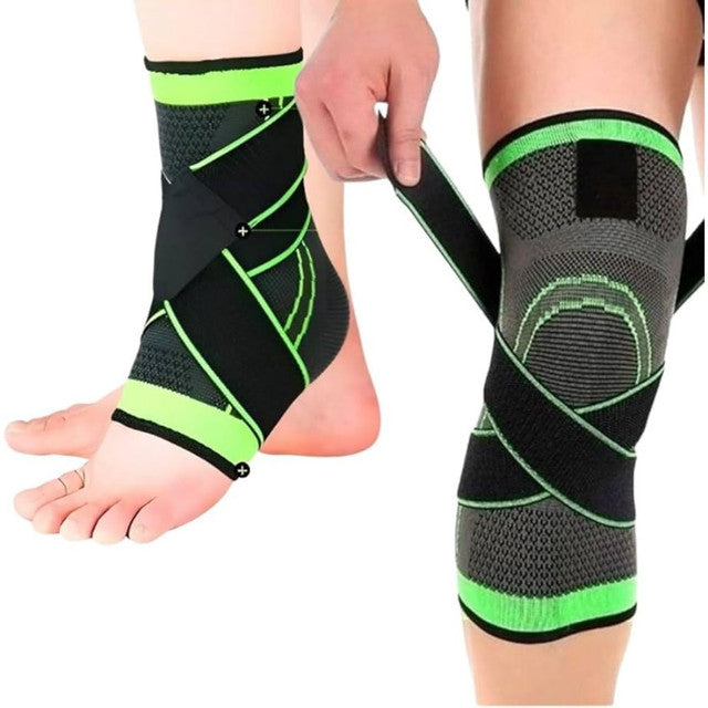 Kit Ortopédico Joelheira, Tornozeleira e Munhequeira Ajustáveis Conforto e Proteção para Atividades Físicas e Lesões