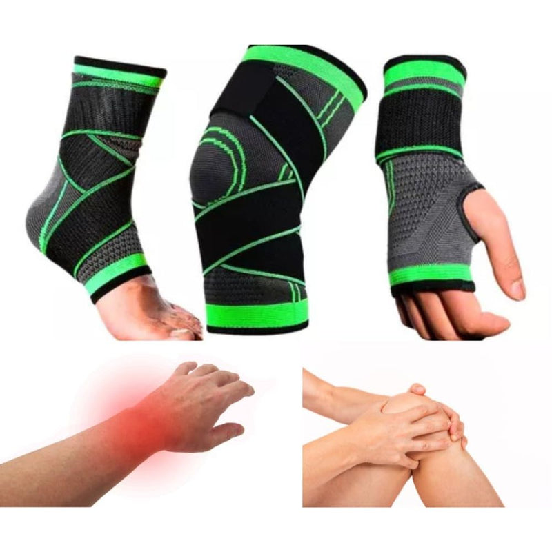 Kit Ortopédico Joelheira, Tornozeleira e Munhequeira Ajustáveis Conforto e Proteção para Atividades Físicas e Lesões
