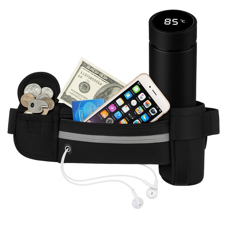 Kit Pochete Esportiva Corrida Treino Academia + Garrafa 500 ml Térmica de Inox com sensor de Temperatura