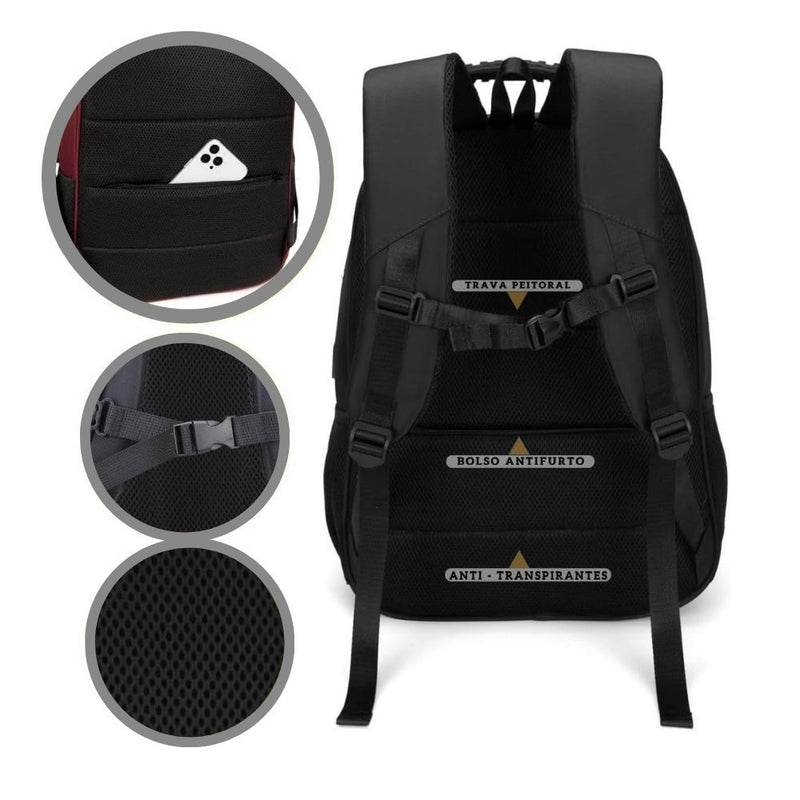 Mochila Bolsa Masculina Feminina Notebook Reforçada Anti Furto Semi Impermeável Escolar Trabalho Viagem Saída USB