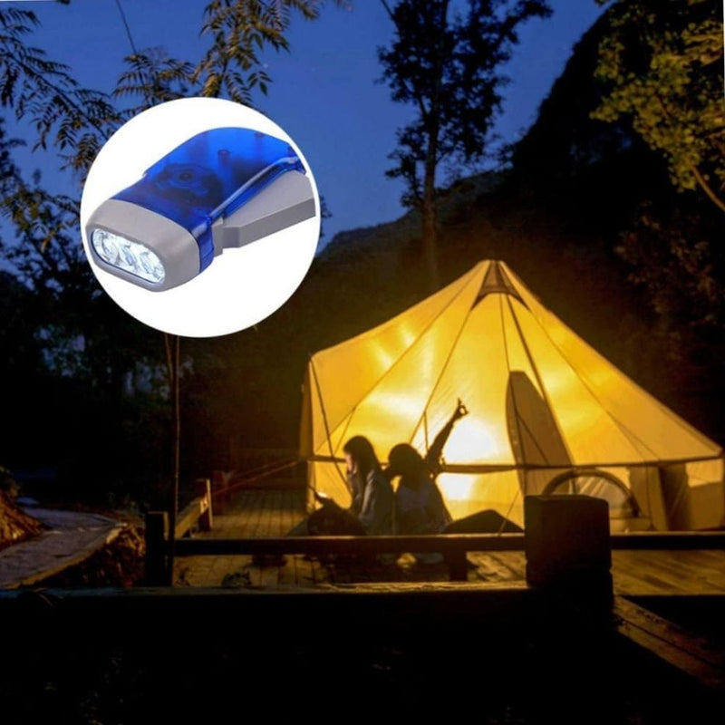 Mini Lanterna Dinamo Pressão Gerador Manual Iluminação 3 Led sem uso de bateria