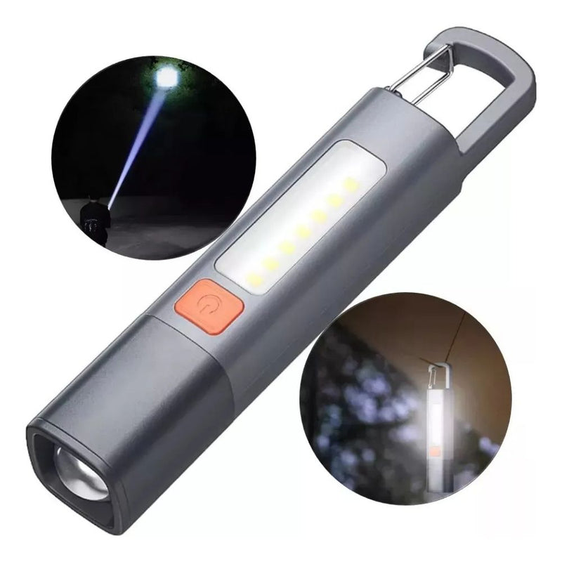 Mini Lanterna Led Longo Alcance Com Gancho Camping Resistente a água Recarregável USB
