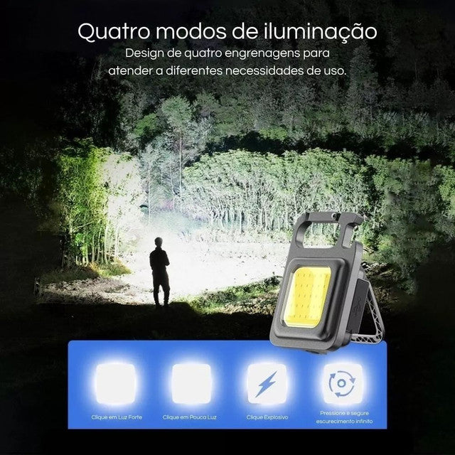 Mini Lanterna Mosquetão Chaveiro Led Holofote Multifuncional Usb