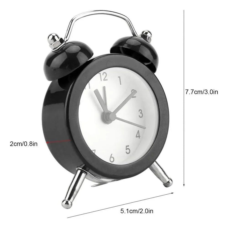 Mini Relógio Despertador de Mesa Decorativo Pequeno Redondo Retrô