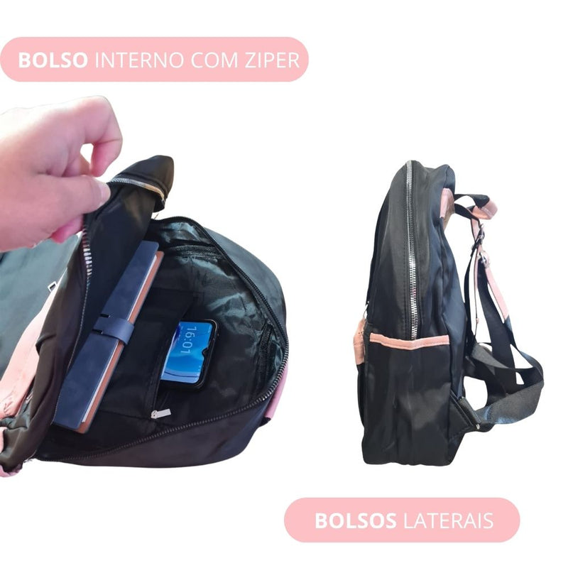 Mochila Bolsa casual Feminina Mulher Escolar Faculdade Passeio com o Chaveiro