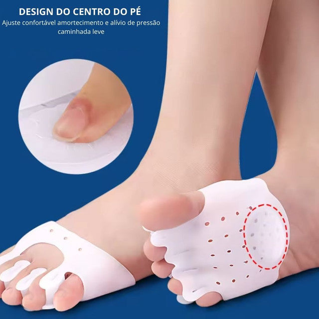Par Separador de dedos Pé Em Silicone Corretor de Hálux Vlagus Almofada Antepé Alivia Dor
