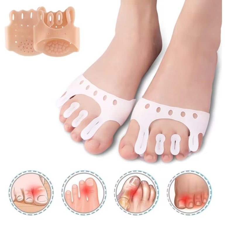Par Separador de dedos Pé Em Silicone Corretor de Hálux Vlagus Almofada Antepé Alivia Dor
