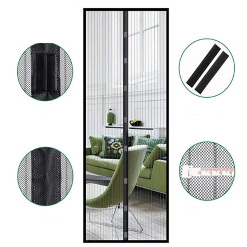 CORTINA MAGNÉTICA TELA MOSQUITEIRA FECHAMENTO AUTOMÁTICO PERNILONGO MOSCA 100X210CM