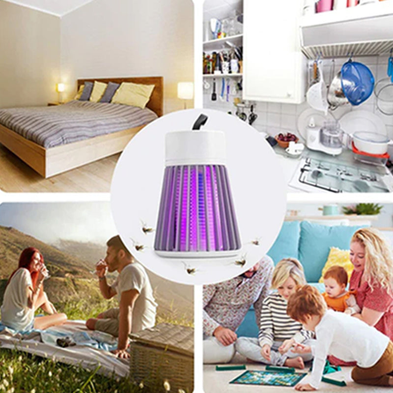 Luminária Lâmpada LED com Alça Repelente Elétrico Armadilha Luz Ultravioleta Mata Mosquito Inseto Pernilongo