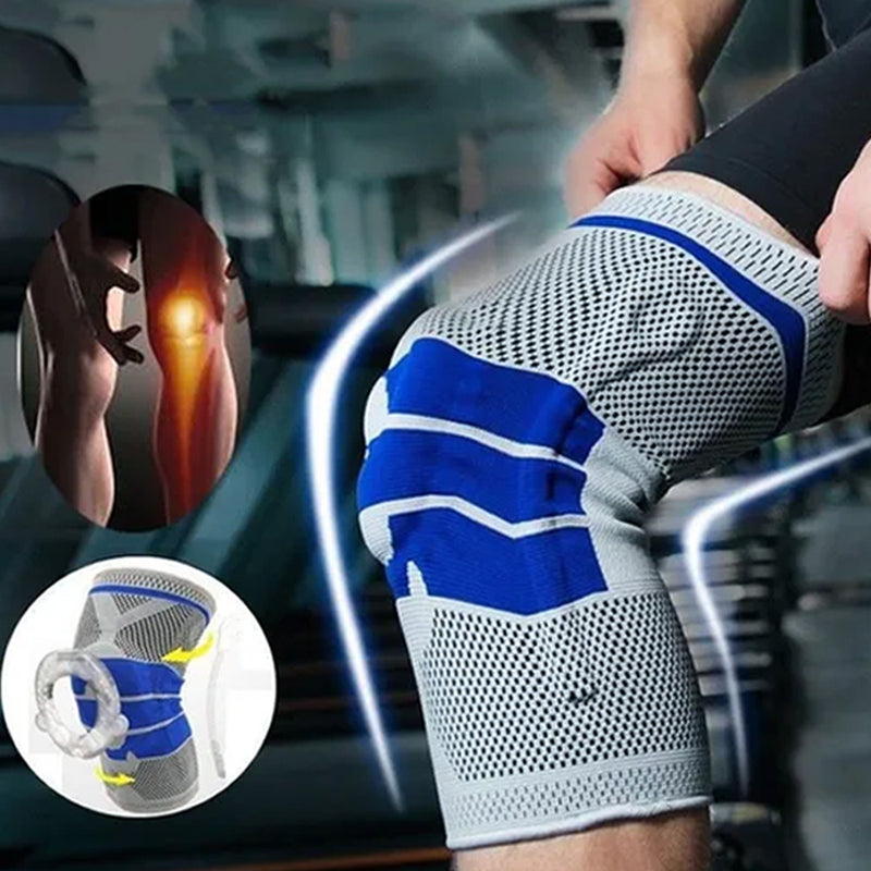 Joelheira Compressão Estabilizador Esportivo Silicone Spring Knee Pad Gel Suporte para Joelho