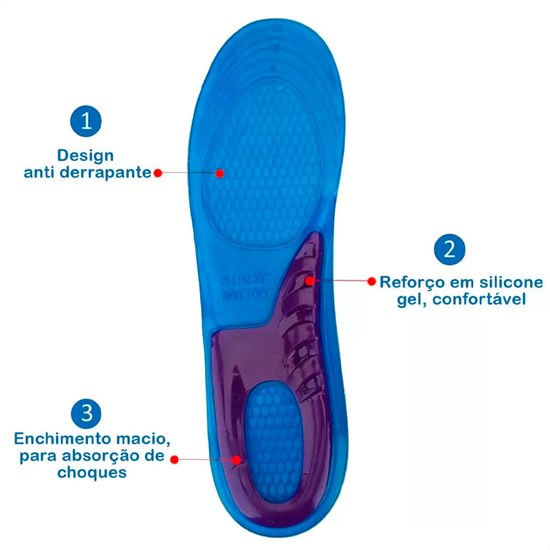 PAR DE PALMILHAS DE GEL SILICONE ORTOPÉDICA RESPIRÁVEL